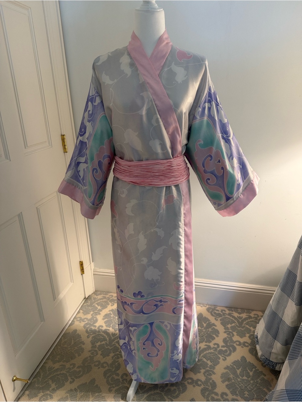 Mary McFadden Pale Pink Satin Trim Blouse Vintage 1990’s